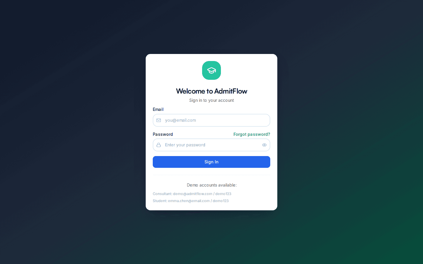 AdmitFlow screenshot